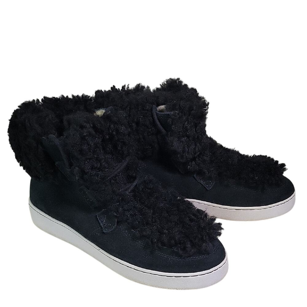 Vionic Splendid Oak Black Suede Sherpa Sneaker Boots Womens Size 7